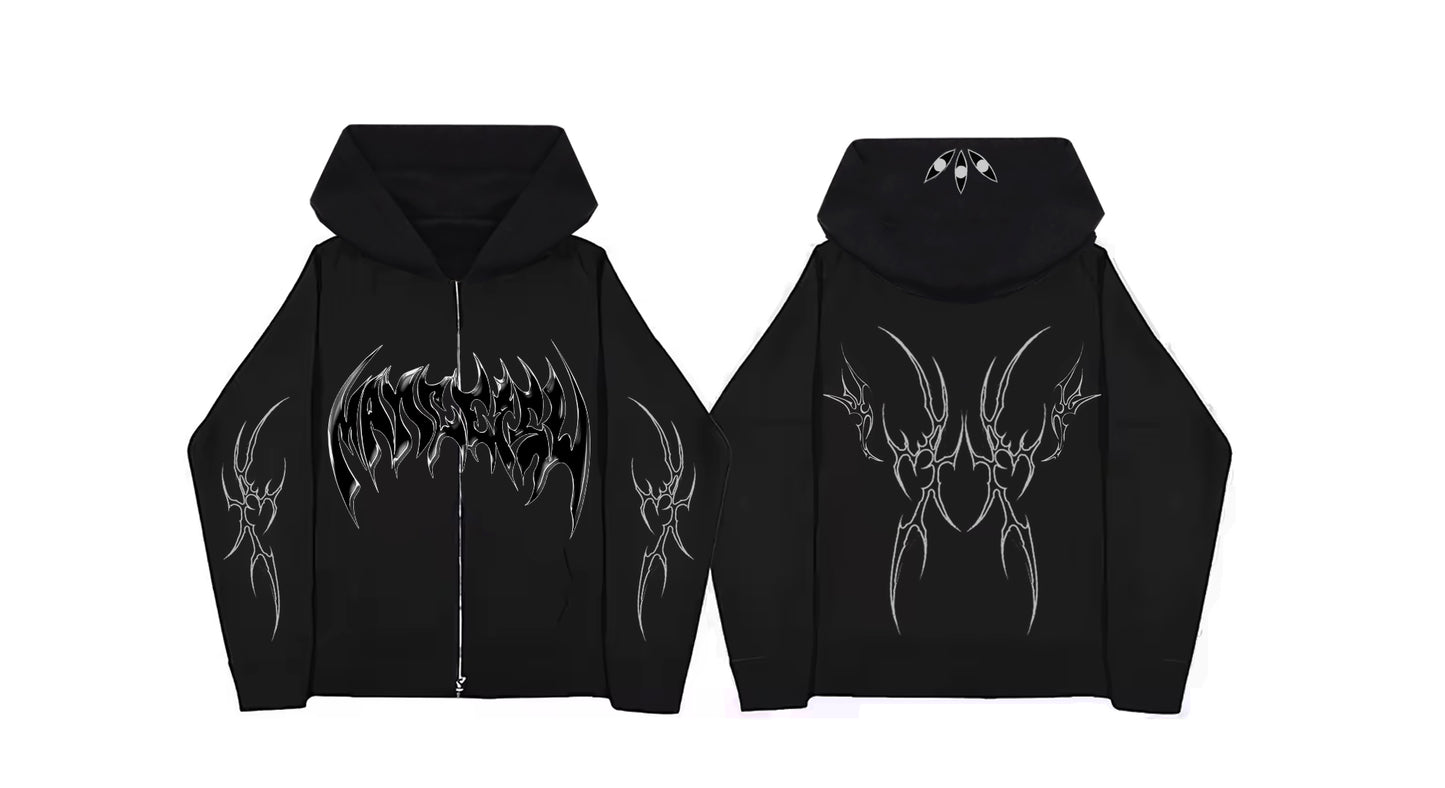 MANGETSU INVERTED BLACK ZIP UP