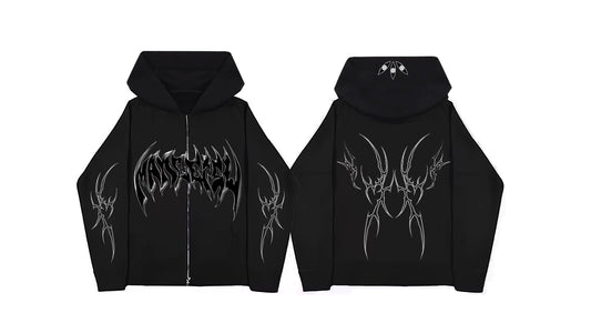 MANGETSU INVERTED BLACK ZIP UP